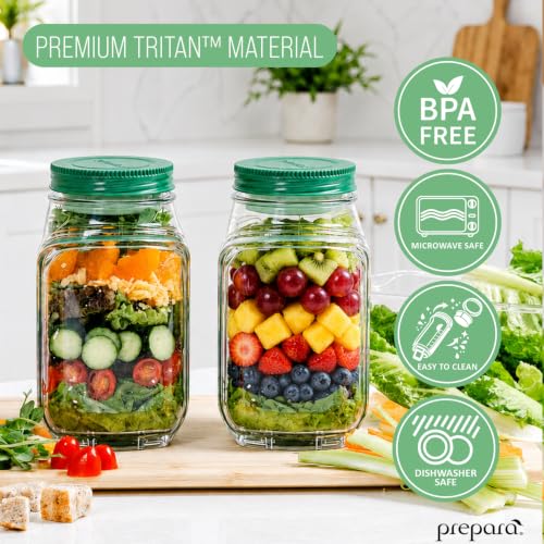 Image of Prepara The Original Salad Pod - Leakproof Food Container for Meal Prep - 4.5 Cups Capacity, BPA Free Tritan, Microwave & Dishwasher Safe (2 Units) | BPA-Free, Ideal for Meal Prep, Salads & Snacks, Holds 4.5 Cups, Includes 2.5 oz Dressing Capsule, Mess-Free & Leakproof