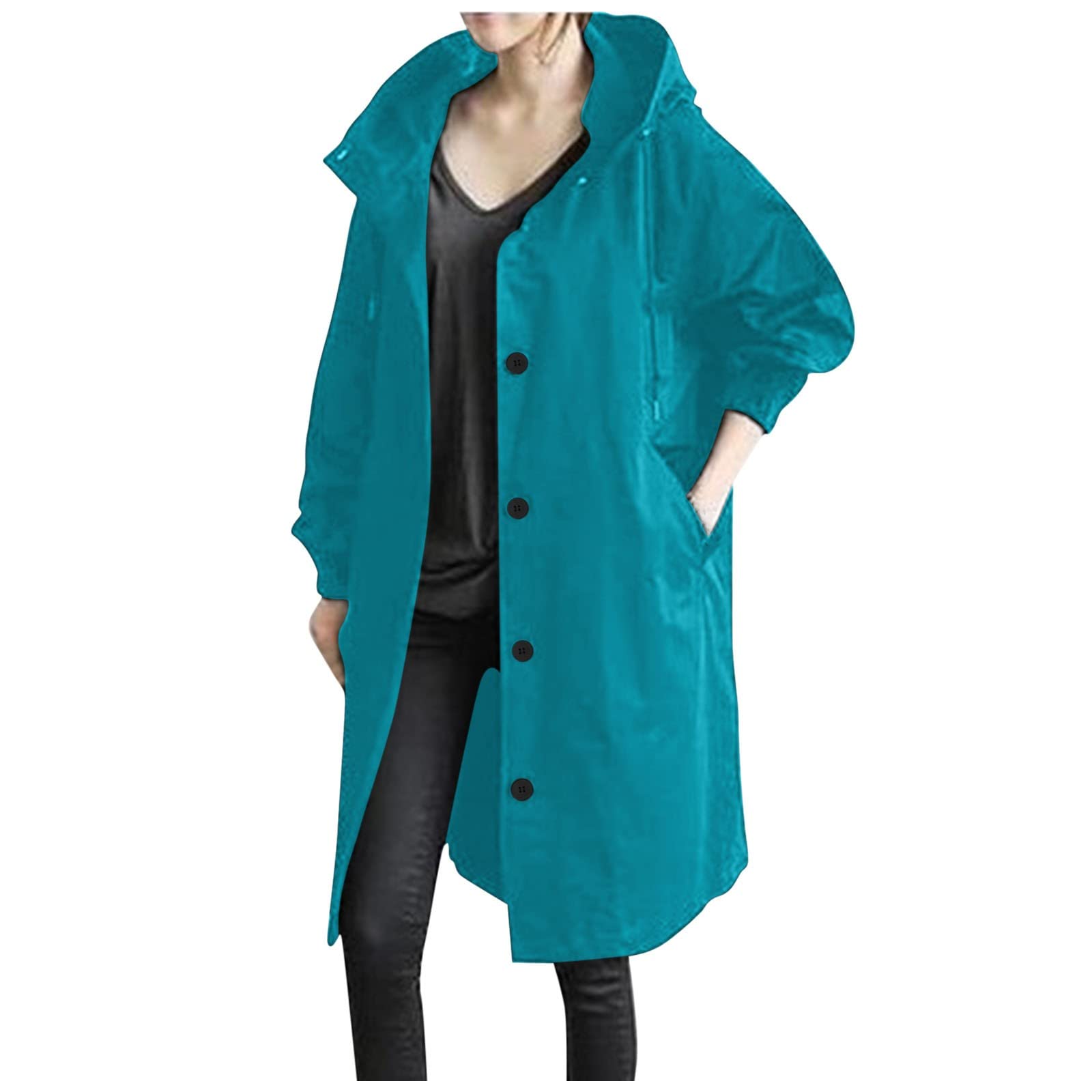 Light Weight Trench Coats for Women Plus Size Single Breasted Trench Coats Causal Windproof Lapel Pocketed Overcoat