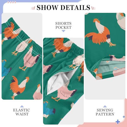 ZZXXB Colorful Rooster Pattern Boys Long Pants Soft Trousers Elastic Waist Kids Lounge Bottoms with Pockets S-XL4