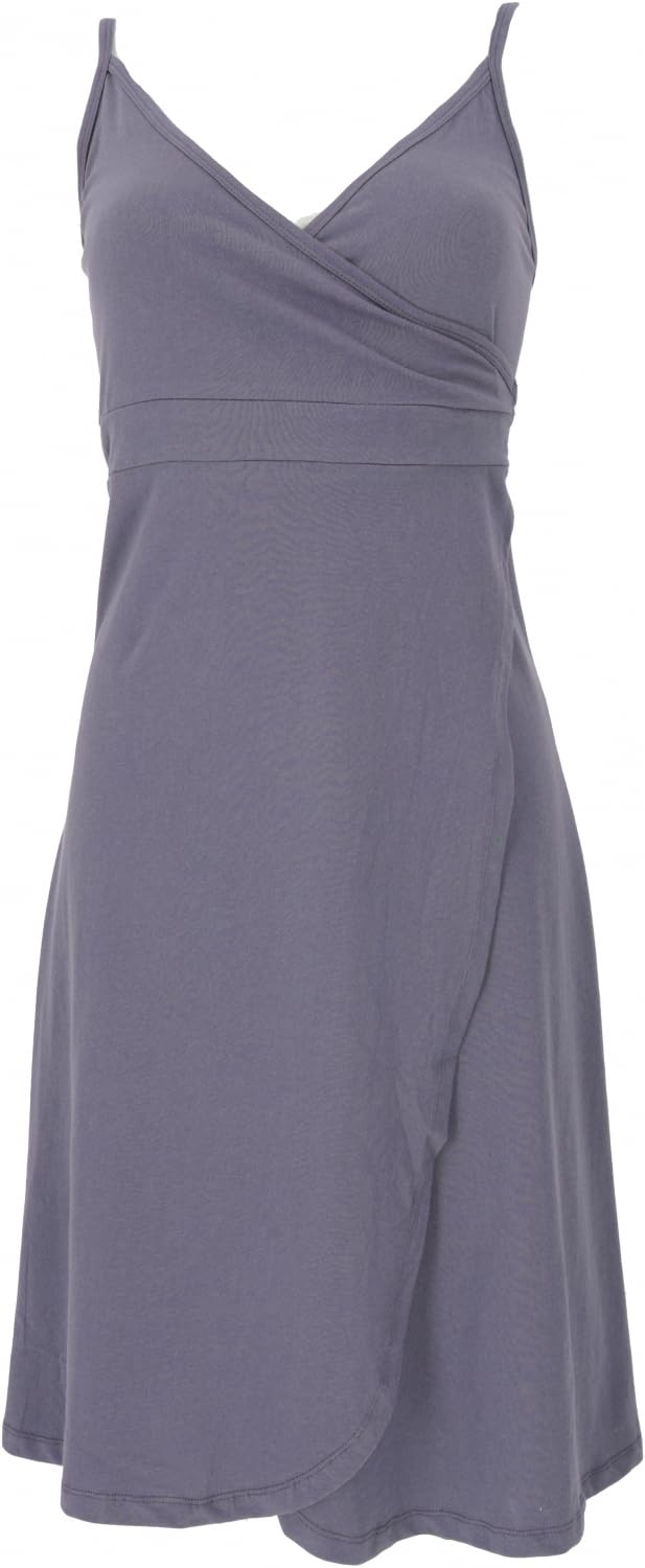 GURU SHOP Minivestido de algodón orgánico, vestido envolvente, vestido de verano, ropa alternativa