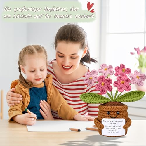 Mwmoeen Pocket Hug Positive Blume, Lustige Positive Strickwolle Sonnenblume Motivationsgeschenke Geschenke für Freundin Kollegen und Famili(P5)