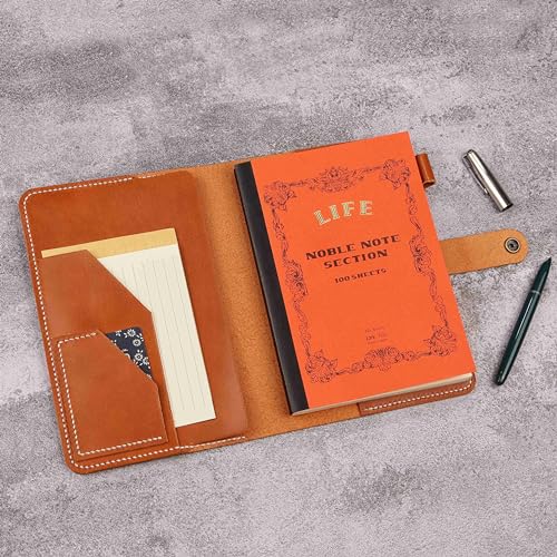 手作り A4 A5 B5サイズ lifeライフノート用 レザーカバー 本革 ノーブルノート 手帳カバー レザーケース ペン カードホルダー付き ブラック ブラウン V04-LNS (ヴィンテージブラウン, A4)