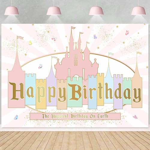 Fondo para fiesta Castillo de Princesa 1.5x0.9 m rosa miniatura 1