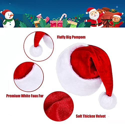 Image of Santa Hat, Christmas Hat for Adults Unisex Velvet Comfort Xmas Hats