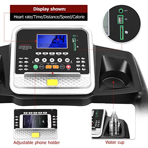 IMIKEYA Esteira dobrável com 15,7 cm de largura, 2.0 HP, máquina de corrida elétrica com garrafa e s