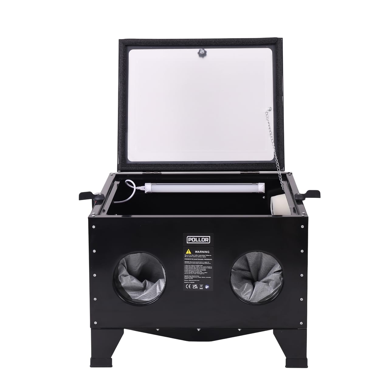 90L Sand Blasting Cabinet Bench Top Worktop LED Light Rust Paint Removal Kit