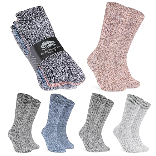 CityComfort Chaussettes Homme Multipack Chaussettes Thermiques Laine Chaussettes chauffantes Hiver Tailles Adulte Ado 39-42 et 42-45 (Multi Chiné, 39-42 EU)