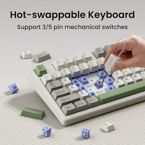 Image of Kisnt KN85 Wireless Mechanical Keyboard, 75% Layout, Bluetooth /2.4GHz /USB-C, Custom RGB Backlit, Hot-Swappable Linear Switch, Creamy Sound for Gaming /Typing (Industrial Gray)