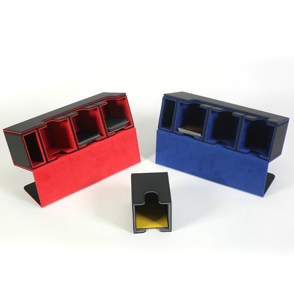 Boîte de rangement de cartes avec plateau pour dés, étui pour jeux de cartes 4 en 1 avec capacité pour plus de 300 cartes, organiseur de cartes magnétique noir