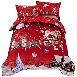 Funda Nordica Relleno Incluido El juego de cama de 3 piezas Xmas Design incluye una funda nórdica con dos fundas de almohada,220x240cm-aptos para cama de 1.5M