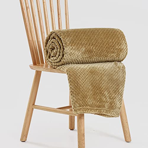 Bear & Panda Waffle Flannel Fleece Mink Throw - Sofa/Bedspread/travel Blankets –Honeycomb Super Soft, light-weighted, Warm, Cosy Large Size Single, Double, King (Mink, King (200 x 240cm))