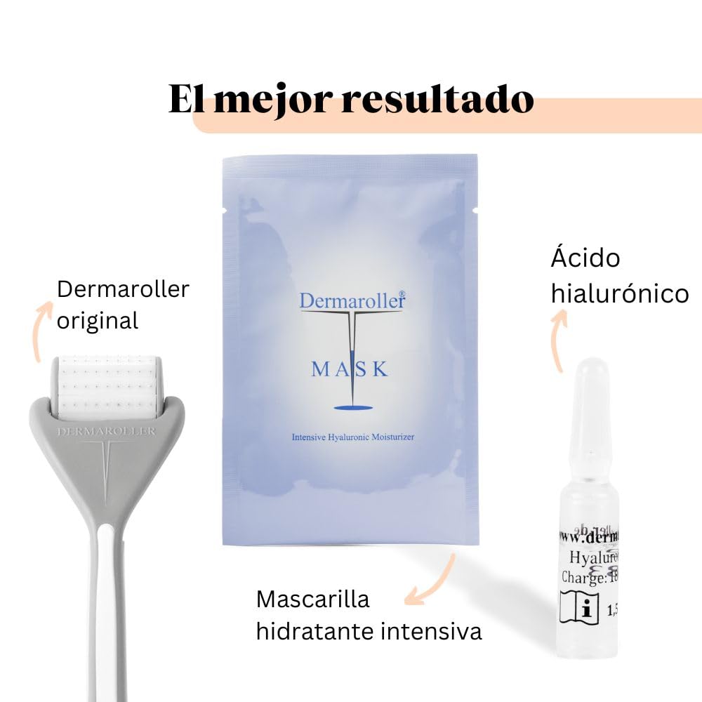 Dermaroller máscara facial de ácido hialurónico contra la piel seca - Skincare (Premium) Hidrata, reduce las arrugas, apoya la formación de colágeno - 1 x 10 piezas) (paquete de 10)