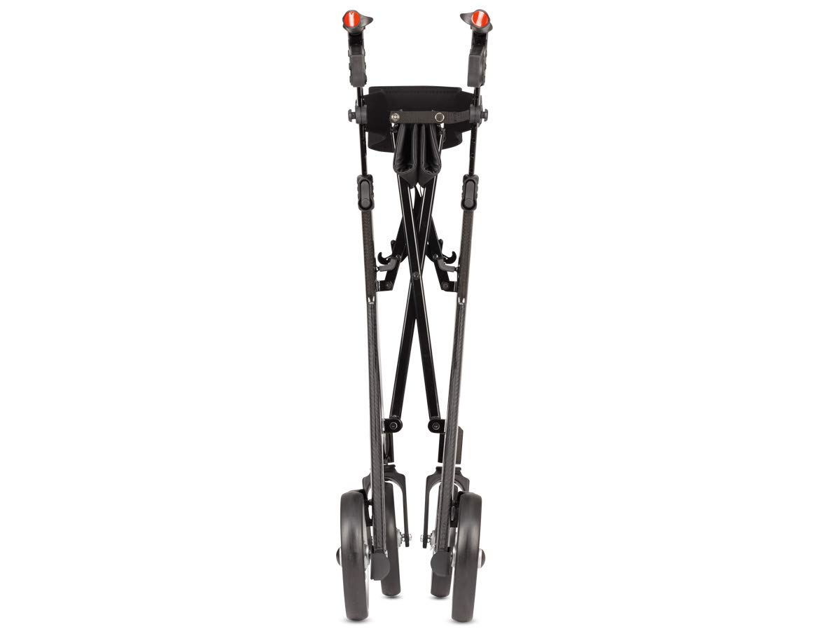 Bischoff & Bischoff Alevo Carbon Rollator, faltbar – Leichtgewicht-Rollator für drinnen und draußen, Gehwagen mit abnehmbarer Tasche, Silber