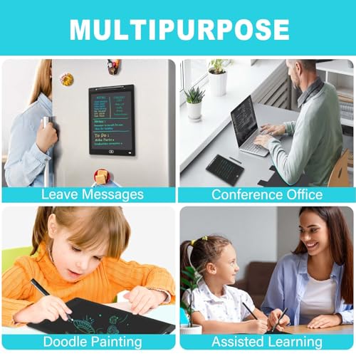 Image of Magnetic Dry Erase Board for Fridge, 9.8 inchx6.7 inch Small LCD Writing Tablet Blackboard Grocery to Do List Magnet Pad Black White Whiteboard Adult Chore Chart Refrigerator Digital Notepad Message Center