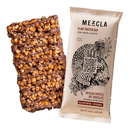 Mezcla Vegan Plant Protein Bars - Mexican Hot Chocolate: Premium Ingredients, Delicious Flavor, 10G of Protein, Gluten-Free, Non-GMO, Soy Free [8-Pack]
