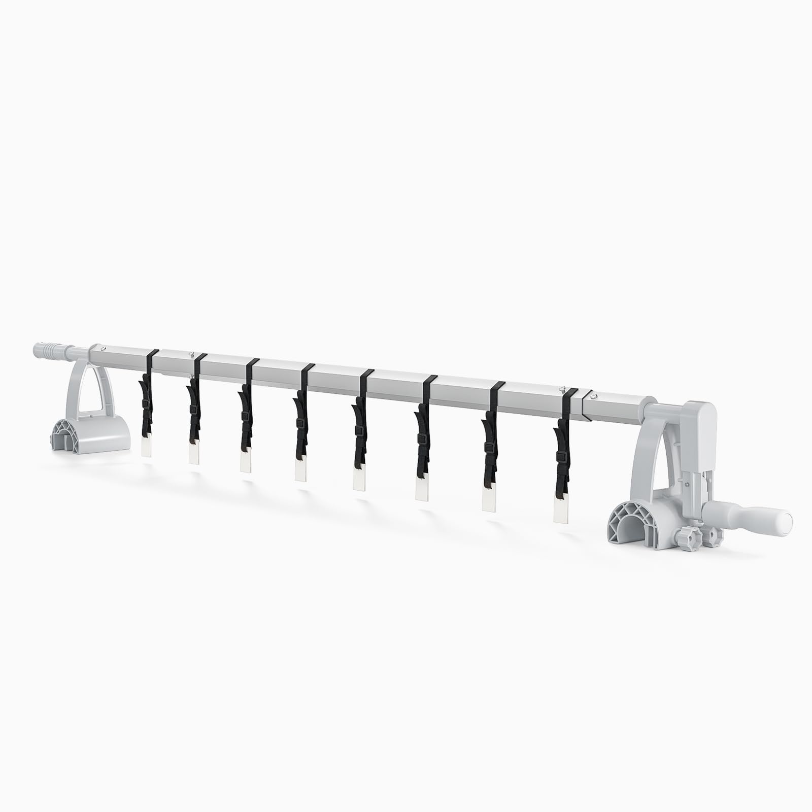 Bonnlo Enrouleur de Bâche de Piscine hors sol de 1,5m-4,9m Sol sans Plage Tubes alu épais avec renforts soudés et Poignée avec système verrouillable Sangles et Attaches Fournies Blanc et Argent