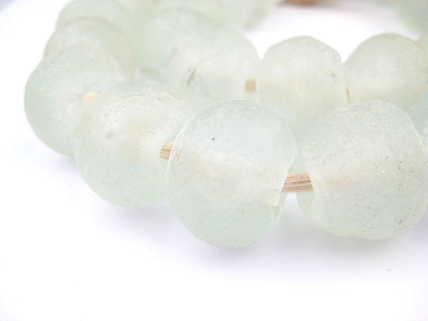 Jumbo Recycled Glass Beads, 21–25mm – African Sea Glass for Wall Hangings, Coffee Table Decor, Shelf Styling, and Home Accents – (Clear) – The Bead Chest