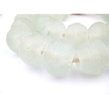 Jumbo Recycled Glass Beads, 2125mm African Sea Glass for Wall Hangings, Coffee Table Decor, Shelf Styling, and Home Accents Clear The Bead Chest
