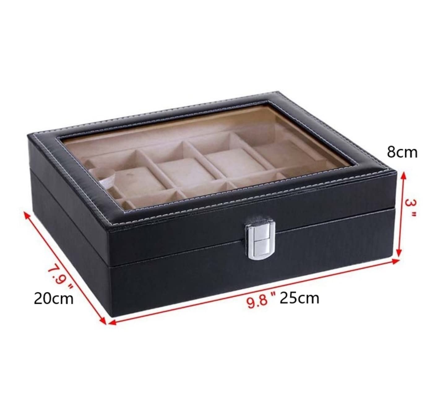 Caja De Reloj Elegante Caja De Colección De Relojes De Cuero PU con 10 Ranuras, Soporte Transparente para Reloj De Pulsera, Caja Organizadora De Almacenamiento Estuche para Relojes
