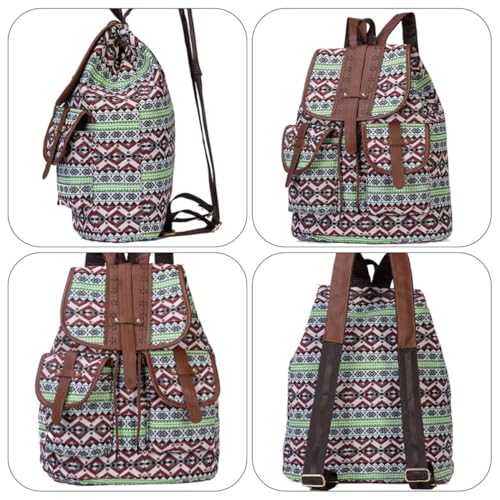 Mochila de lona con cordon resistente estilo etnico y vintage 3