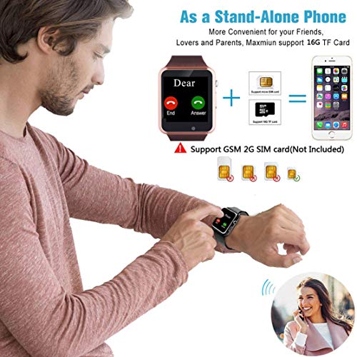 Smart Watch, Smartwatch Compatible with Android Samsung and iPhone(Partial Functions) with TF SIM Card Slot Text Call Reminder Camera Music Player Pedometer for Men Women