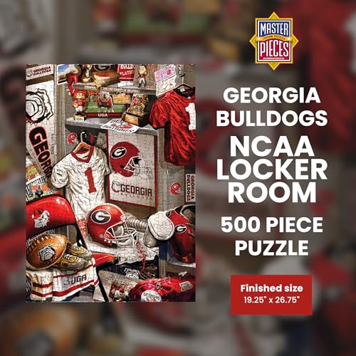 Image of MasterPieces Game Day 500 Piece Jigsaw Puzzle for Adults - NCAA Georgia Bulldogs Locker Room - 15 inchx21 inch