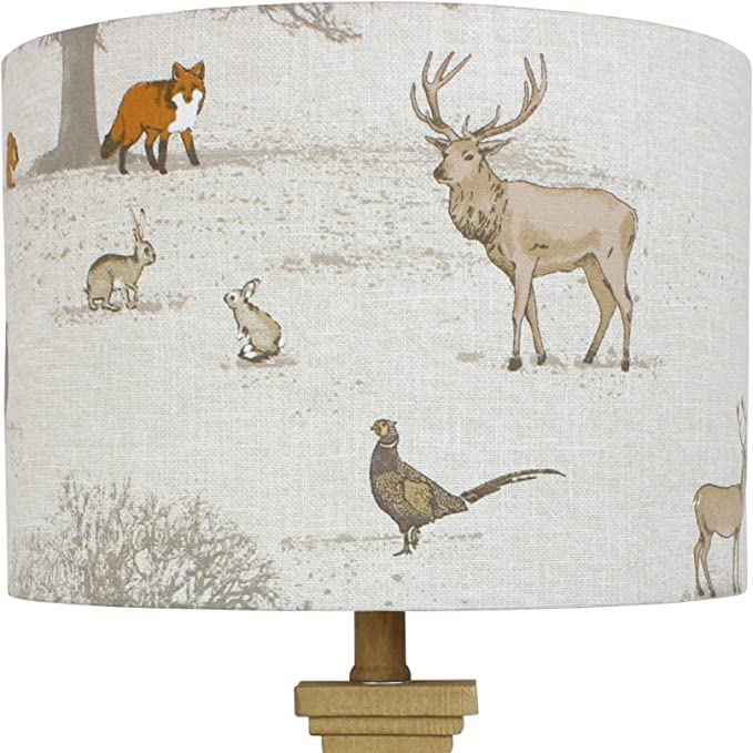Tatton Woodland Fox Pheasant Stag Lampshade (25 cm Diameter x 21 cm Ceiling Pendant)