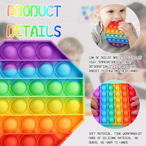 Lithyc 4 StüCke Popit,Silikon Pop Bubble,Silikonblasenspielzeug,Bubble Anti-Stress-Spielzeug,Silikon-Blase,Regenbogen-Bubble-Push-Spielzeug,Geeignet füR Autistische,Zappelige Menschen,Tolles Geschenk