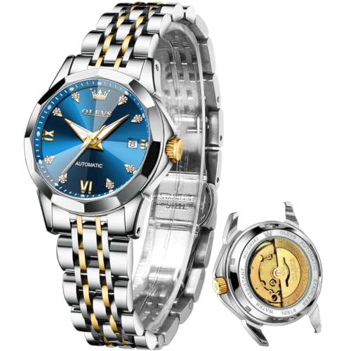 Image of OLEVS Womens Watches Automatic Luxury Dress Ladies Watch Ceramic Strap Rose Gold Self Winding Female Wrist Watch