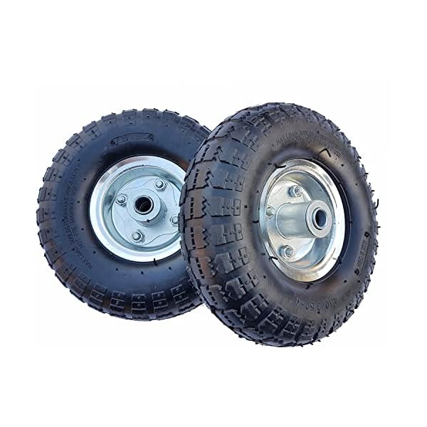 2 x FROSAL PU Rad Bollerwagen Ø 260 mm 4.10/3.50-4 | Ersatzrad Reifen Sackkarre | Achse 16 mm | pannensicher Vollgummi | Stahlfelge silber – Bild 3