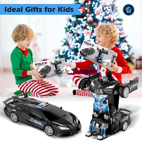 Toforo Remote Control Car, Transform Robot Rc Cars, 2.4Ghz 1:18 Scale Transforming Police Toy Cars With One-Button Deformation And 360° Rotating Drifting, Gift For Kids 8-12 Boys Girls thumb #6