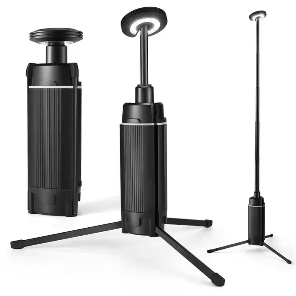Linterna de camping LED telescópica, luz de camping portátil recargable USB, 3 modos de iluminación linterna LED fuerte al aire libre, luz de trabajo LED 10800 mah con soporte, para acampar al aire li