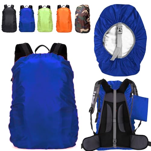 Image of 20-80L Waterproof Backpack Rain Cover with Storage Pouch and Adjustable Buckle Strap for Traveling Outdoor Hiking Camping (Navy Blue, 20-30L Backpack Cover)