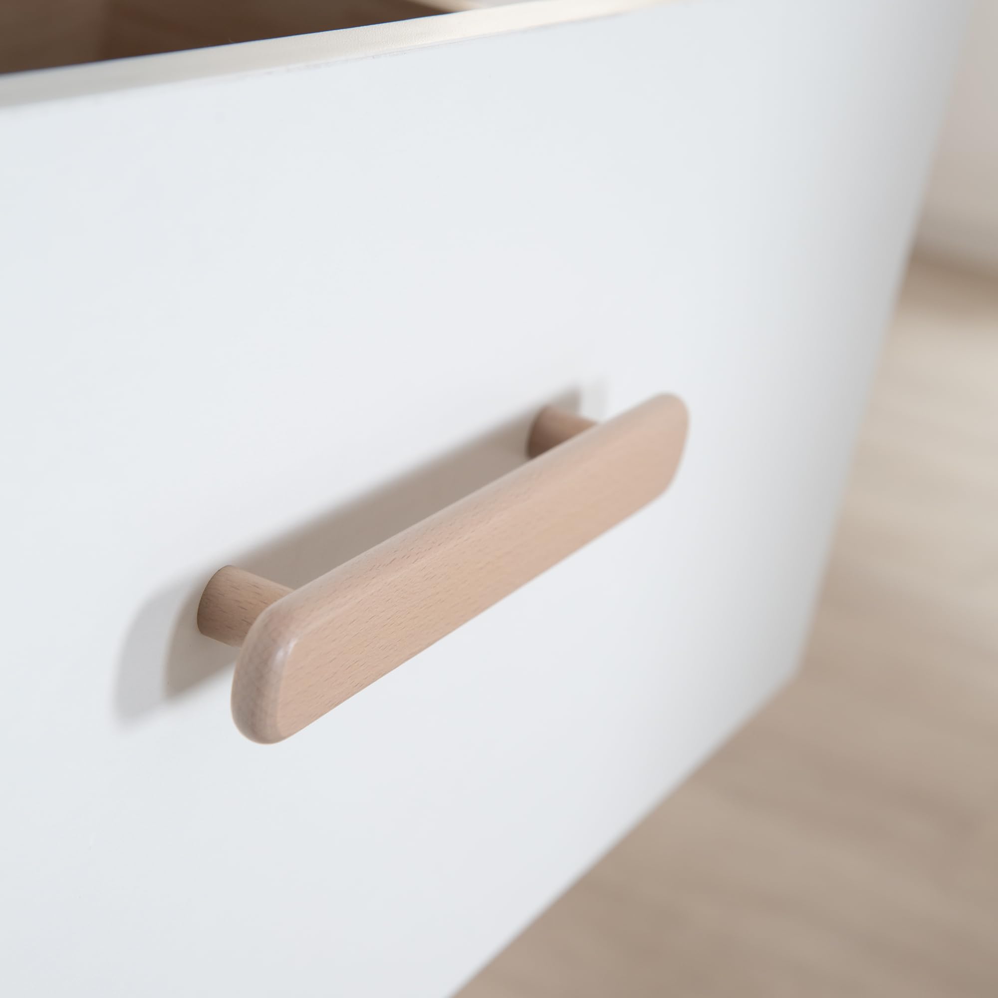 roba Babymöbel Cabane 2 pièces – Lit bébé & lit d'appoint 60 x 120 cm + commode à langer avec embout amovible – Chambre d'enfant en blanc/décor chêne
