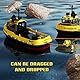 tech rc 1:72 Ferngesteuertes Boot mit 2 Akku(3.7V 600mAh), 2.4Ghz Rc Boot 10km/h 40Mins Laufzeit, Tugboat mit dekorativen Teilen für Kinder für Schwimmbäder und Seen (Gelb)