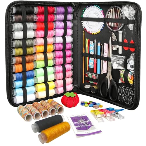 Forypretty Sewing Kit for Adults — 239 Pcs Portable Needle & Thread Set, Oxford Fabric Case, Basic Sewing Repair Kit