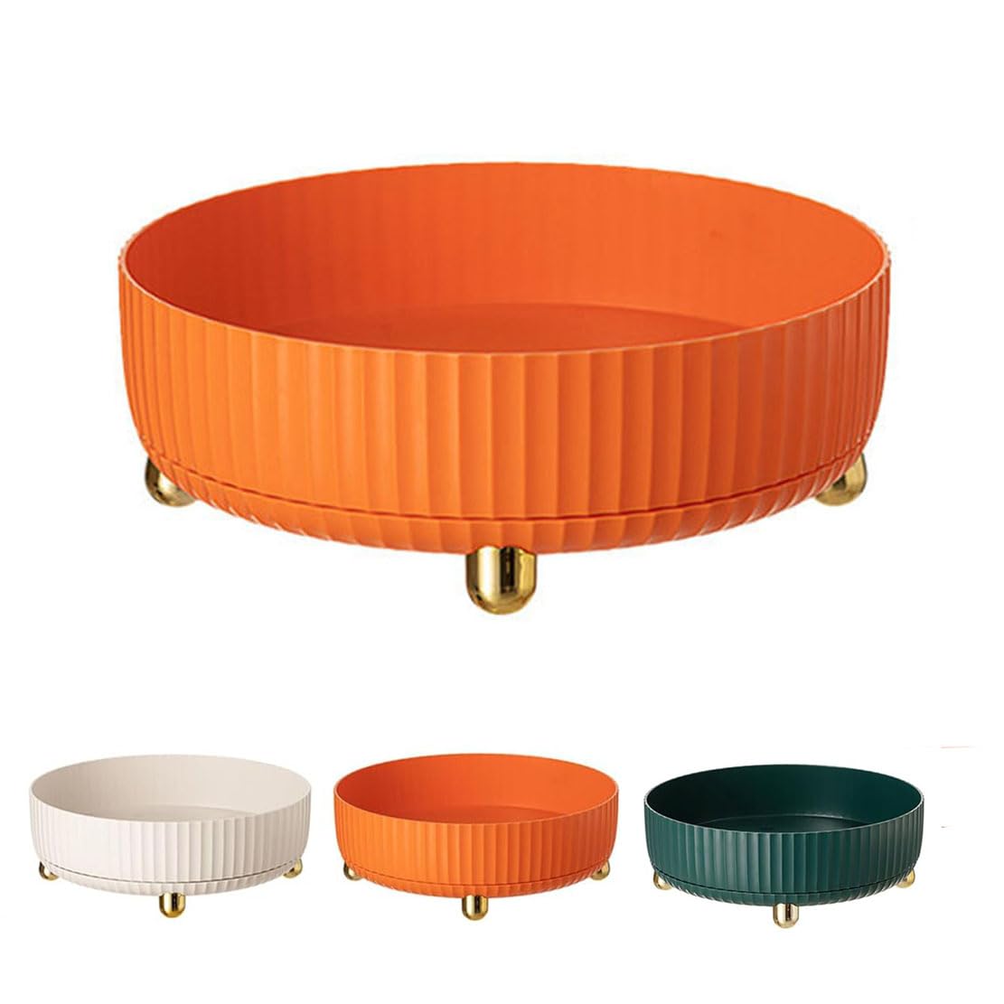 Jhzood Orange 360° Rotating Spice Shelf Organizer Turntable, Makeup Organiser, Multi- Functional Rotating Plate Organizer, Cupboard Condiment Spinning Tray, For Fridge Cupboard Dresser (Orange)
