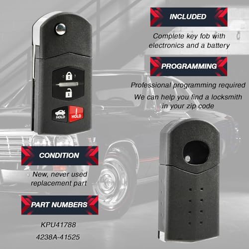 Kit télécommande Mazda 6 cassée double de clé KPU41788 pour RX-8 2007 - 4
