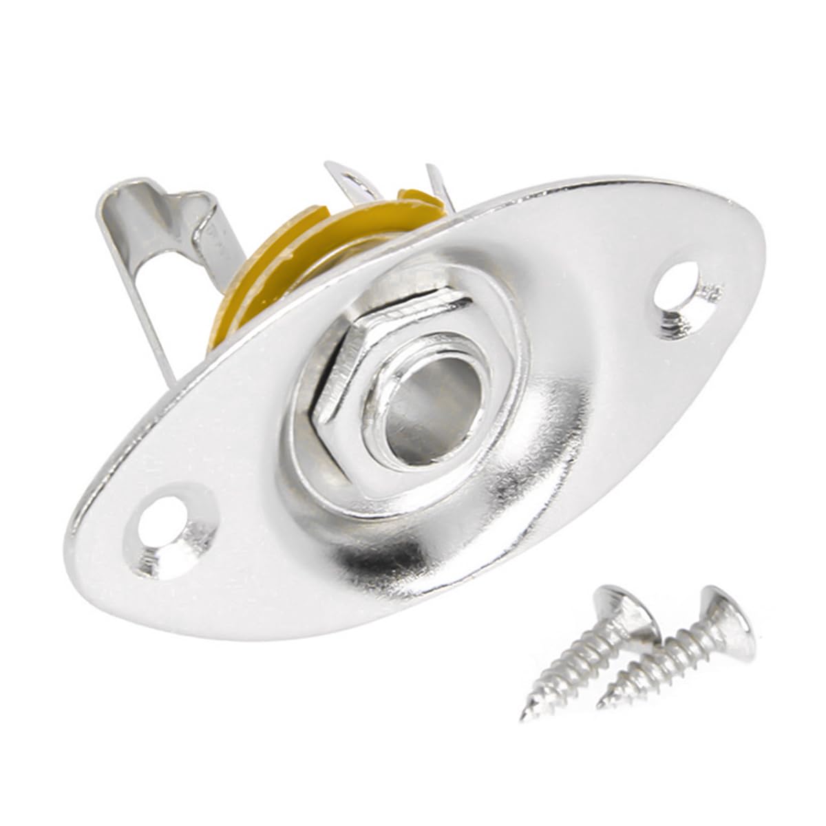 Alnicov Guitar Jack Socket Pickup 1/4 Inch Oval Output Input Jack Cover Plate Silver for Electric Guitar and Bass with Screws