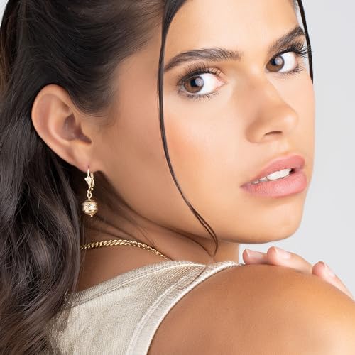 Barzel 18K Gold Plated Diamond Cut 10MM Ball Drop Earrings for Women, Lever Back, Made in Brazil, Tarnish Free, Waterproof3