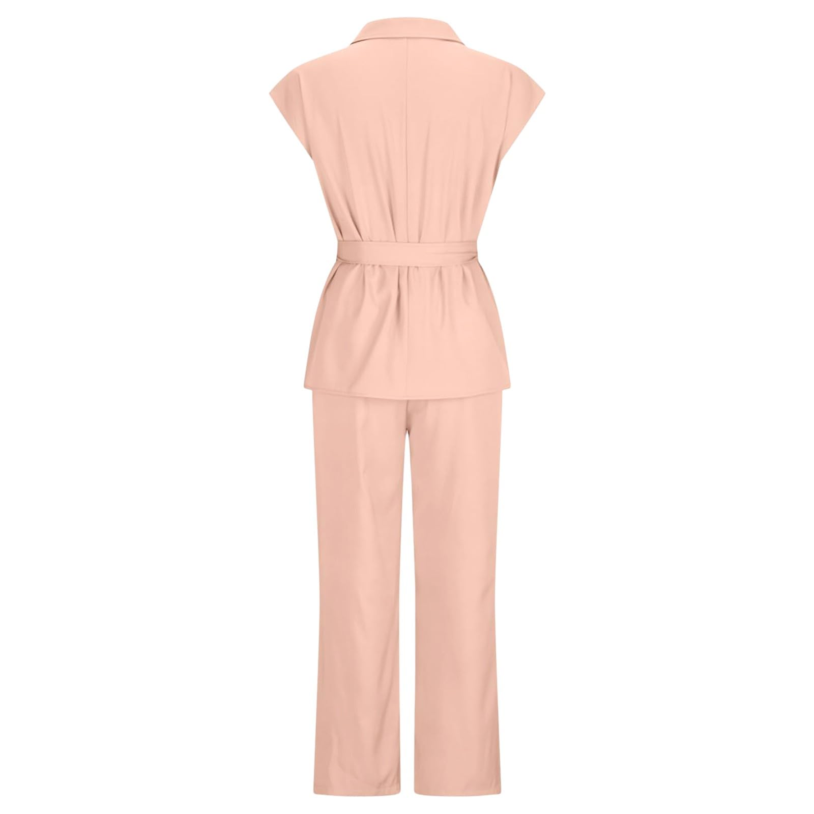 Conjunto genérico de trabajo chic para mujer 2025 estilo Power Suit dos piezas chaleco sin mangas V cuello pantalones extra grandes traje de oficina elegante audaz