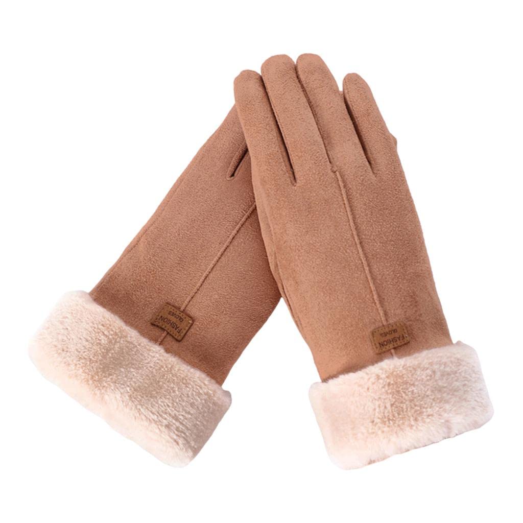 Women Gloves Full Finger Mittens Winter Windproof Gloves for Cycling Hiking Khaki-image-42