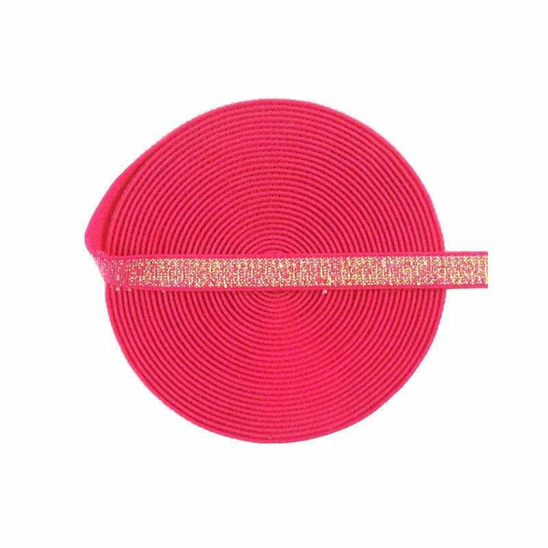 Bandas elásticas de licra con purpurina metálica de 10 mm y 3/8' para diademas, tirantes de sujetador, lencería, ribete de costura, color rosa virtual AB, 10 mm, 10 yardas