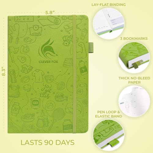 10 Reasons to Start a Fitness Program Today 2 Clever Fox Fitness & Food Journal, Workout Planner, 5.8'x8.3' Apple Green