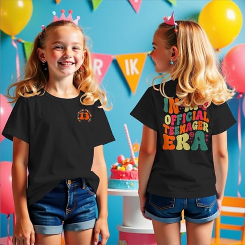 CM C&M WODRO in My Official Teenager Era Shirt for Girls 13th Birthday Party T-Shirt Kids 13 Year Old Short Sleeve Tee Tops3