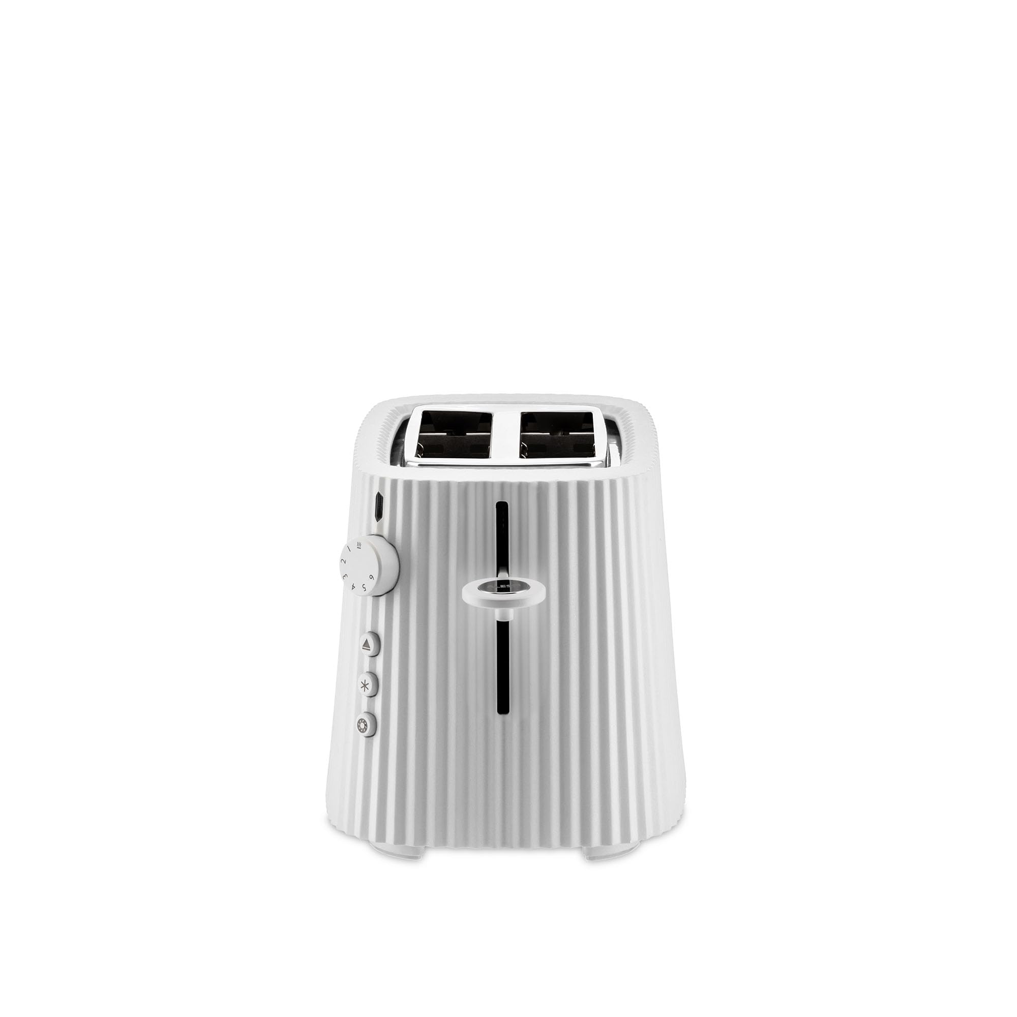 Alessi Plissé MDL08 W - Grille-Pain Design, Six Niveaux de Dorure, en Résine Thermoplastique, Fiche Européenne 850 W, Blanc