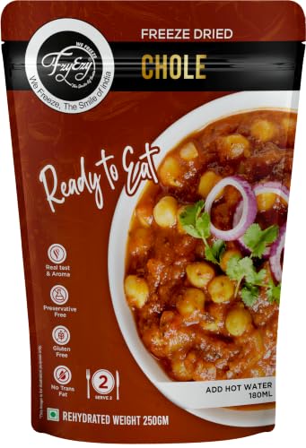 Image of FzyEzy Freeze-Dried Instant Meal Pack - Ready-to-Eat Travel Food | Lightweight, Long Shelf Life | Ideal for Camping, Hiking, Trekking, Emergency Survival | No Preservatives | Veg Meals (Chole)