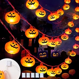 Halloween Lights String 40 LED 5.4M Pumpkin Lights with 8 Lighting Modes Indoor Outdoor Decorations
