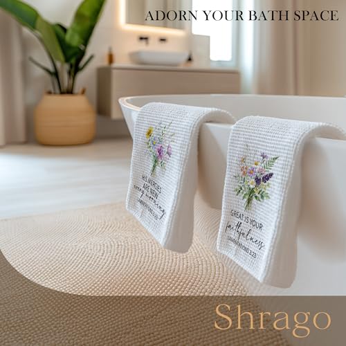 Image of Christian Floral Kitchen Towels, Inspirational Flower Bible Verse Dish Tea Towels for Kitchen, Christian Gifts for Women Faith Decorative Hand Towel for Bathroom Decor, 16x24 Inch Set of 2