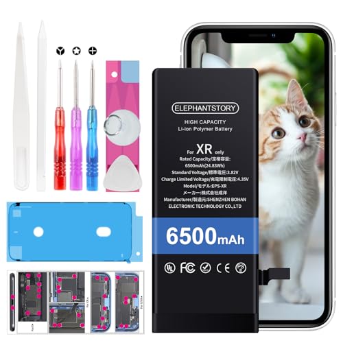 ElephantStory Batería para iPhone XR, 6500 mAh Bateria de Alta Capacidad para A1984 A2105 A2106 A2107 Baterías de Polímero de Litio con Todos los Kits de Herramientas